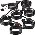 50FT Black Outdoor Extension Cord, Evenly Spaced 6 Outlets Plugs by Belllights