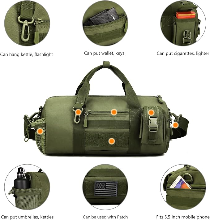 ArcEnCiel Small Tactical Duffle Bag Men Gym Pack Military Molle Shoulder Bags - Image 5
