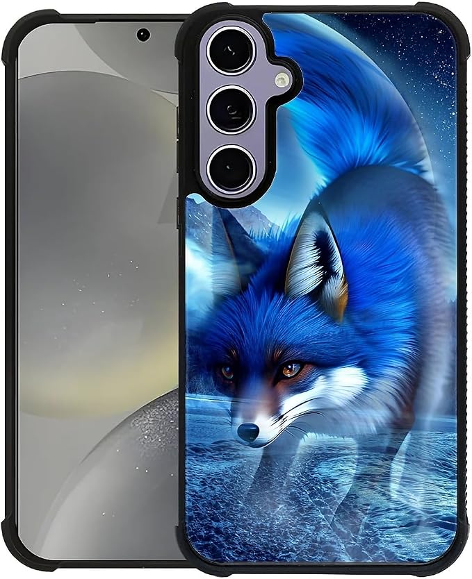 for Samsung Galaxy S24 S25 Case, Snowy Mountain Fox Lake Pattern Graphic Design by FKBRCL4U