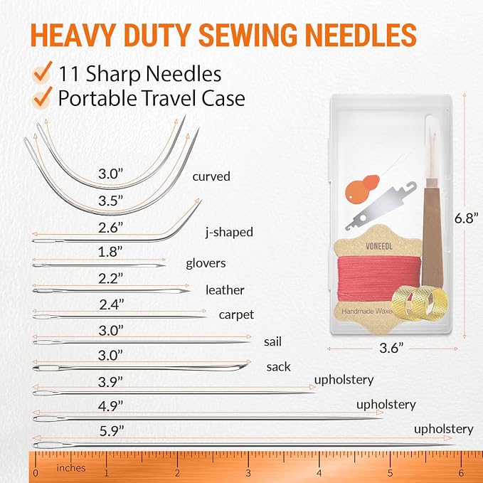 VONEEDL Upholstery Repair Kit: Waxed Sewing Thread & Heavy Duty Needles - Image 4