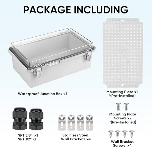 TICONN Outdoor Electrical Box Waterproof, Junction Box IP67 ABS Plastic - Image 6