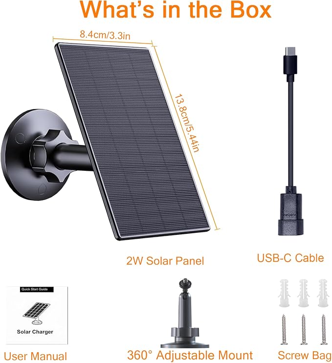 Zivif 2W Solar Panel for Security Cameras, Solar Charger - Image 6
