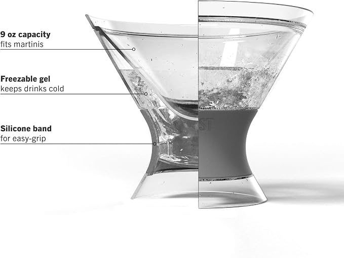 Host Freeze Insulated Martini Glasses Set of 4, Plastic Freezer Gel Chiller - Image 7
