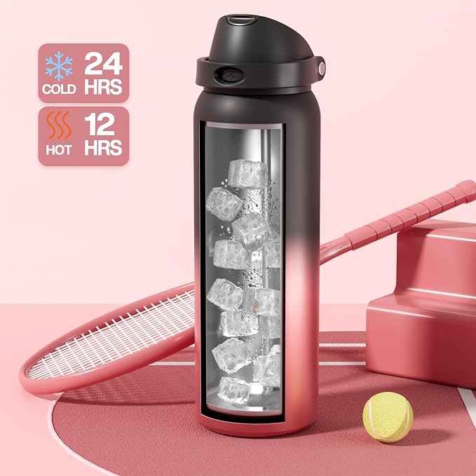 POWCAN 40 oz Stainless Steel Water Bottle: 2-in-1 Push-Button Spout & - Image 3