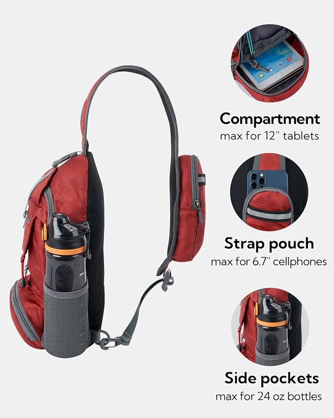 WATERFLY Packable Small Crossbody Sling Backpack Shoulder Chest Bag Daypack - Image 5