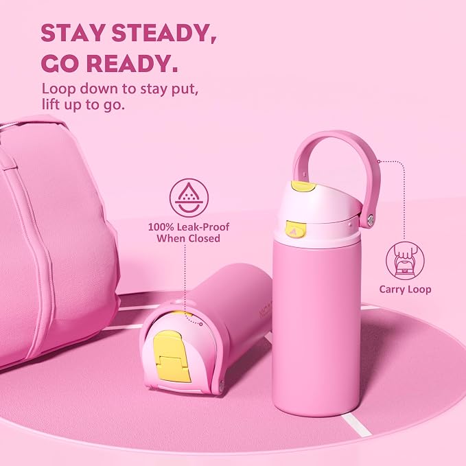 POWCAN 18 oz Steel Water Bottle: 2-in-1 Push-Button Spout & Quick-Flip Straw - Image 4