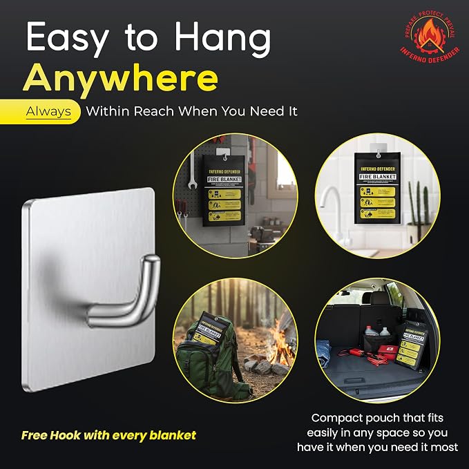 Emergency Fire Blanket For Home And Kitchen, Safe Touch Silicone Coated - Image 9