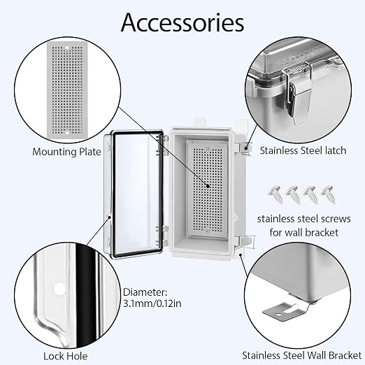 LeMotech Electrical Box, IP67 Waterproof Hinged Clear Cover Stainless Steel - Image 4
