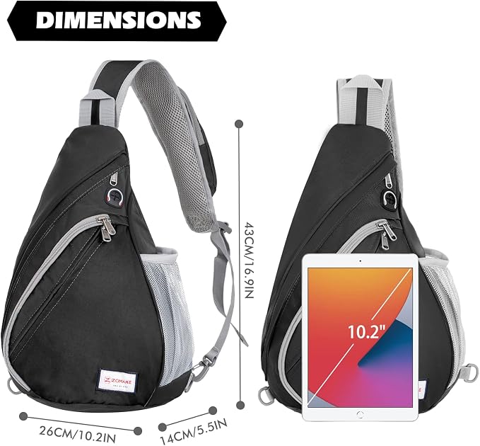 ZOMAKE Sling Bag, Small Crossbody Sling Backpack, Water Resistant Shoulder - Image 2