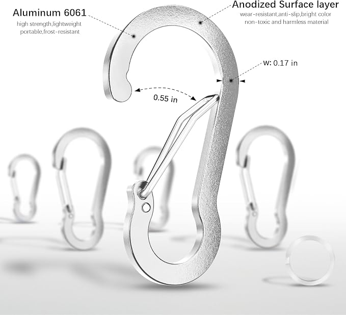 sprookber 2" Small Carabiner Clip, D Ring Caribeener, Spring Snap Hook - Image 4
