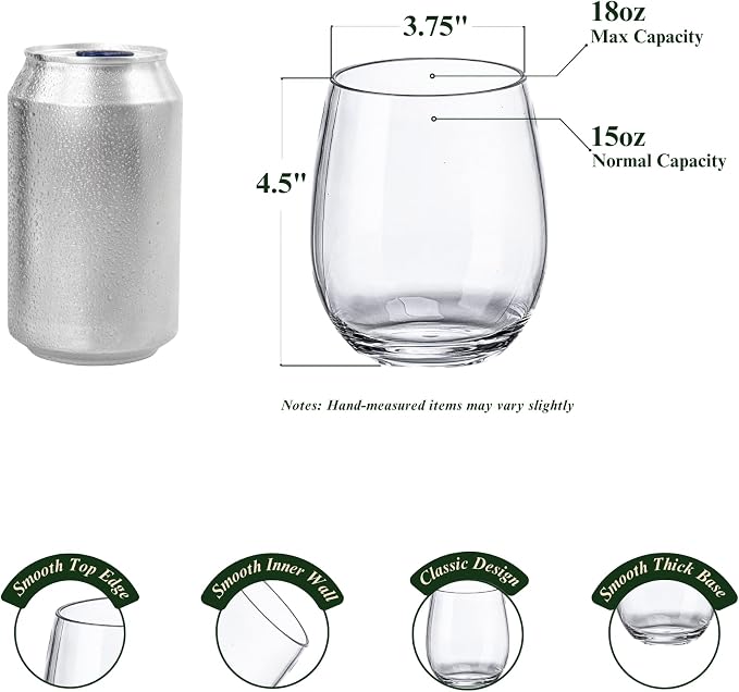 18oz Clear Stemless Wines Cups, Shatter-Proof Acrylic Glasses Drinkware - Image 3