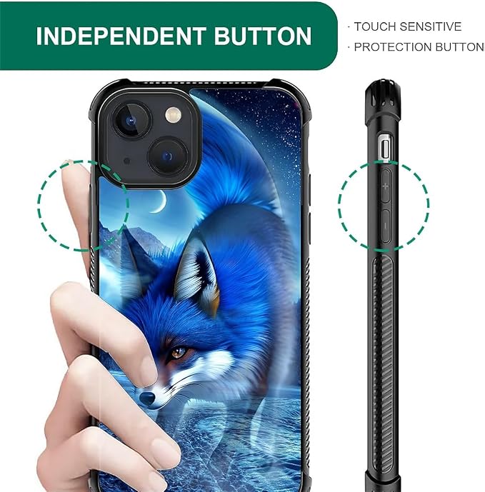 for iPhone 15 Case, Snowy Mountain Fox Lake Pattern Graphic Design Girl Boy - Image 2