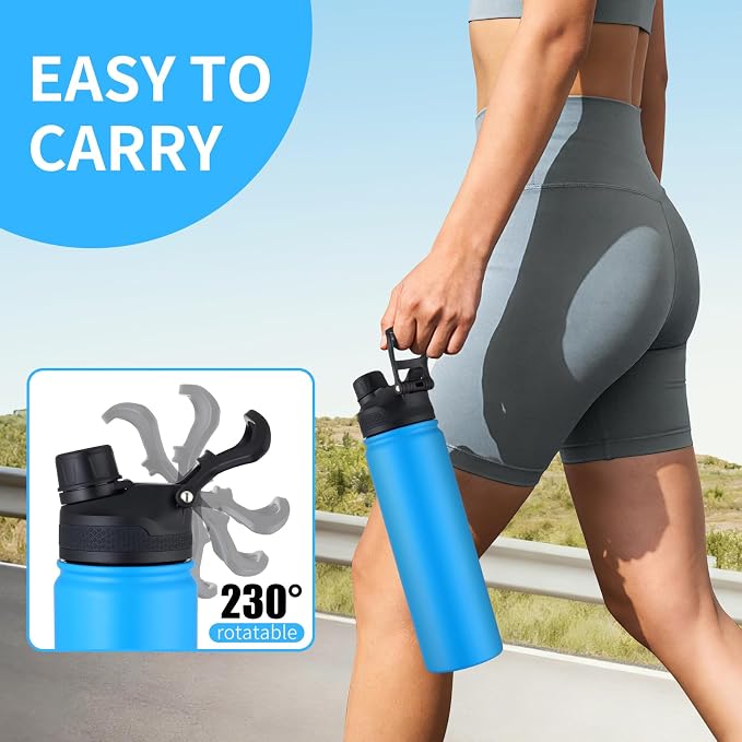 Insulated Water Bottle 24oz, Stainless Steel Double Wall Vacuum Sports Flask - Image 9