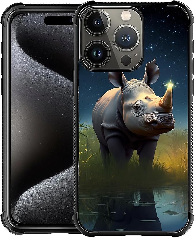 for iPhone 16 Pro Case, Rhino Water Marshes Pattern Graphic Design Girl Boy by FKBRCL4U