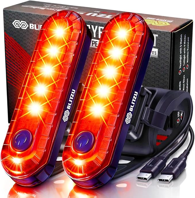 BLITZU USB-C Rechargeable Bike Tail Light 2 Pack, Bright Bicycle Rear Cycling by BLITZU