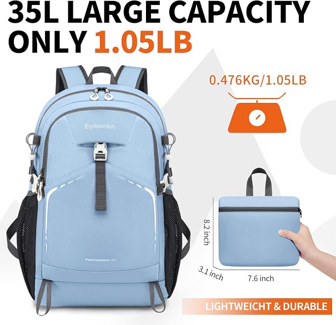 35L Lightweight Packable Backpack – Durable Foldable Daypack - Image 4