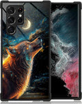 for Samsung Galaxy S22 Ultra Case, Star Cave Hungry Wolf Pattern Graphic Design by FKBRCL4U