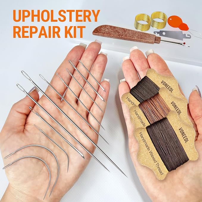 Upholstery Repair Kit: Waxed Sewing Thread & Heavy Duty Needles - Image 2