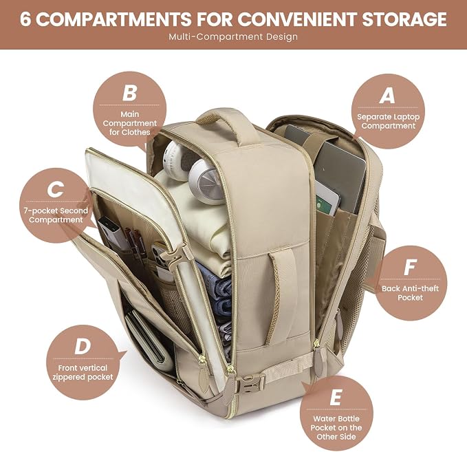 LOVEVOOK Travel Backpack for Women Men, 40L Carry On Backpack - Image 4