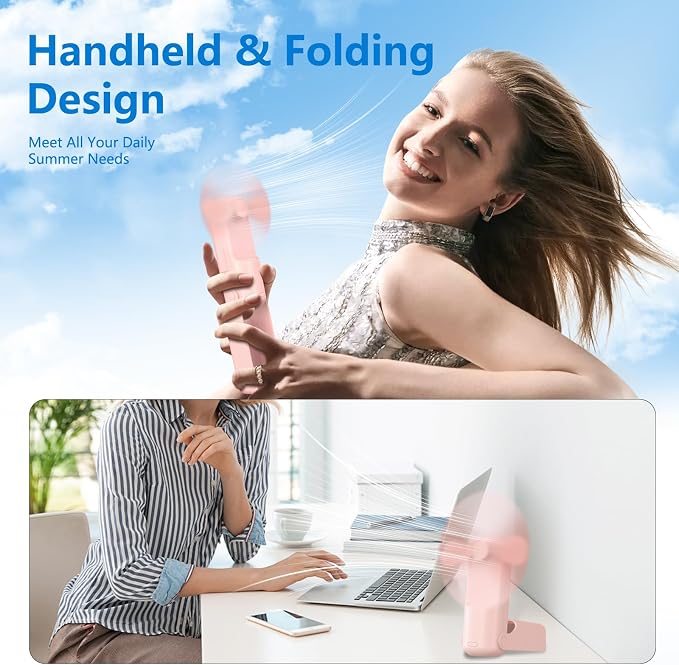VanSmaGo 3 Pcs Portable Handheld Fans, 3 IN 1 USB-C Rechargeable Mini Fan - Image 4