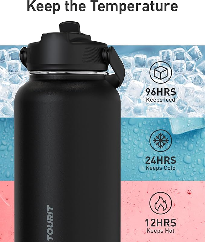 TOURIT 32 oz Insulated Water Bottle, Stainless Steel Bottle - Image 4