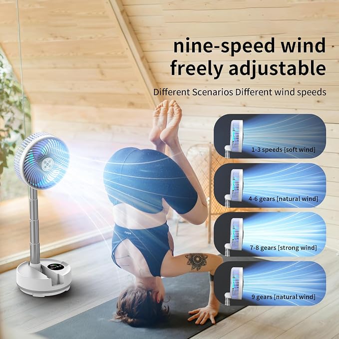 Socool 20000mAh 8" Portable Fan Battery Operated Fans, Oscillating Charging Fan - Image 3