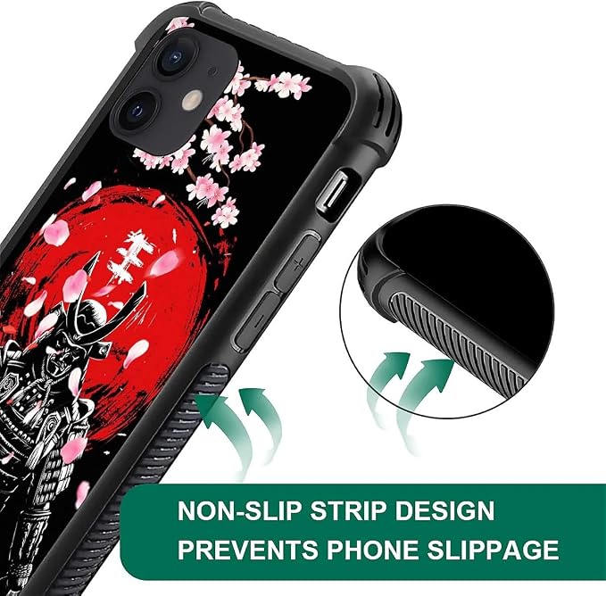 for iPhone 11 Case, Sakura Japanese Samurai Pattern Graphic Design Girl Boy - Image 2