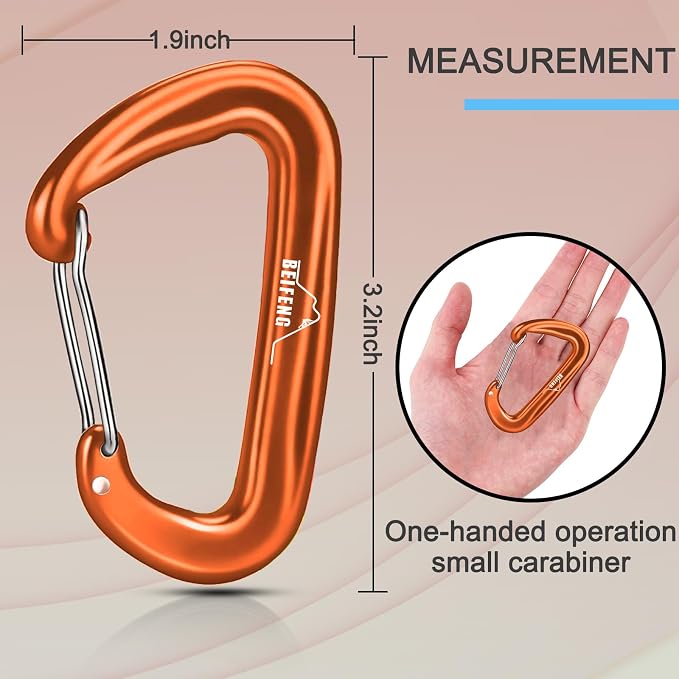 BEIFENG Heavy Duty Lightweight Locking Carabiner Clips D Ring - Image 2