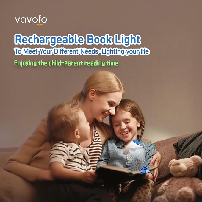 VAVOFO Rechargeable Book Light for Reading in Bed Kids, 7 LED Reading Light - Image 2