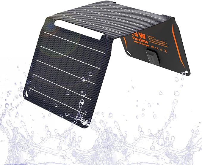 FlexSolar 15W Small Solar Panel Charger 5V USB Output ETFE Lightweight Foldable by FlexSolar