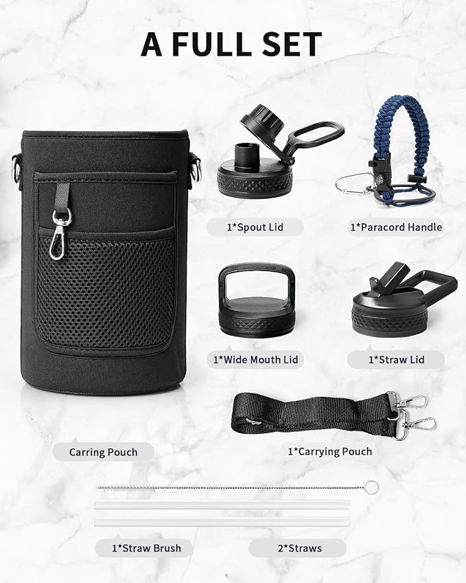 Trebo Water Bottle 64oz with Paracord Handle, Half Gallon Large Vacuum Triple - Image 7