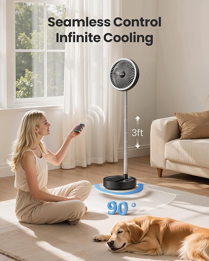 Gaiatop Portable Pedestal Fan 16000mAh Battery, Foldable Oscillating Standing - Image 5
