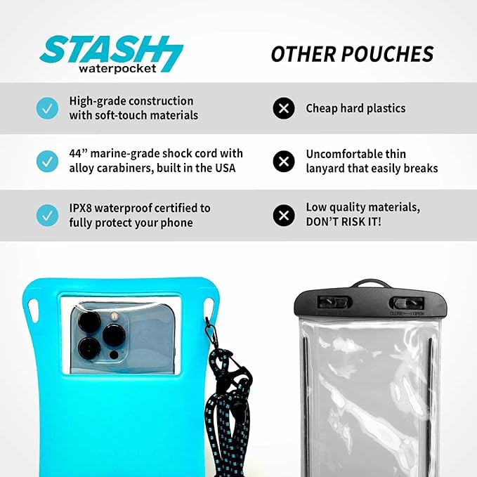 Stash7 Waterproof Phone Pouch w/Long Lanyard | IPX8 Adventure Grade Cellphone - Image 3