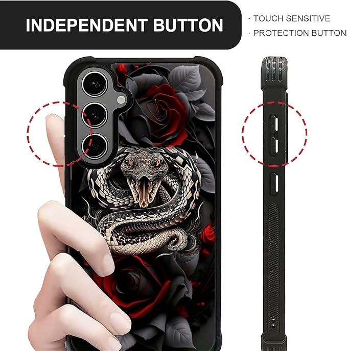 for Samsung Galaxy S24 S25 Plus Case, Entwined Rose Snake Pattern Graphic - Image 6