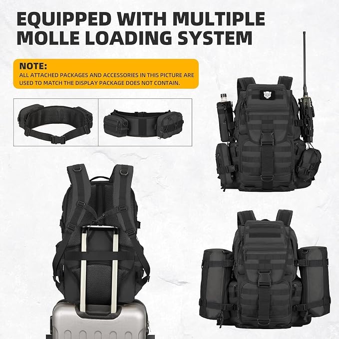 50L Military Tactical Backpack 3 Day Assault Pack Molle Daypack Hiking Backpack - Image 3