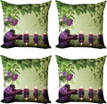 Ambesonne Spa Throw Pillow Cushion Case Pack of 4, Stones Aromatic Candles and by Ambesonne