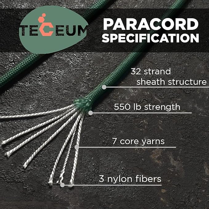 TECEUM Reflective Paracord Rope 1000 – 1000ft/200ft/100ft/50ft – 40+ Colors – - Image 2