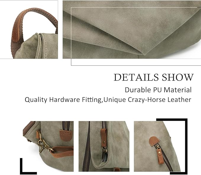 KL928 PU Leather Vintage Backpack – Large Casual Daypack Outdoor Travel - Image 3