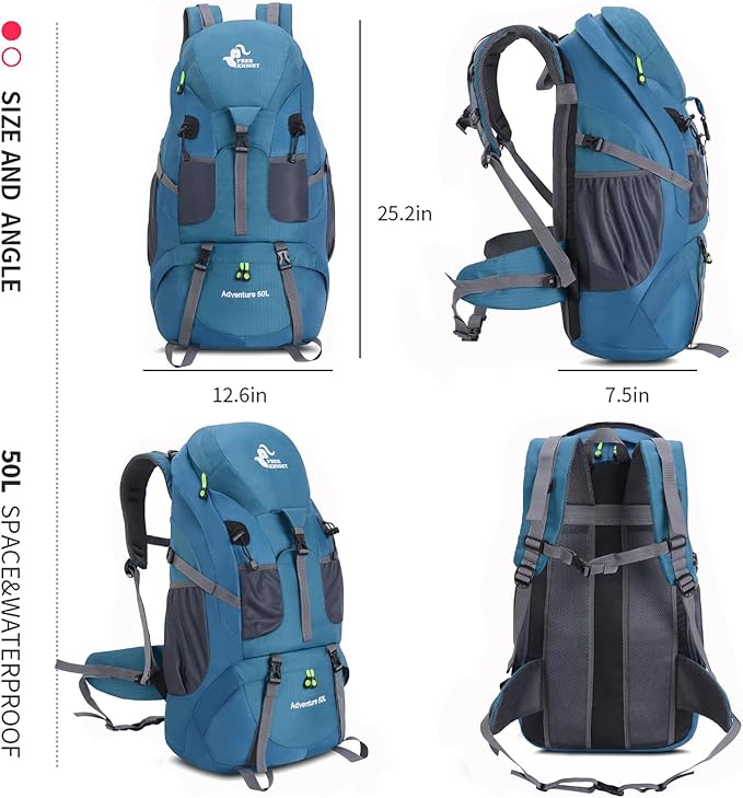 Bseash 50L Hiking Backpack, Water Resistant Lightweight Outdoor Sport Daypack - Image 2