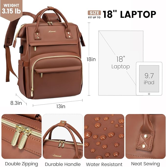 LOVEVOOK Leather Laptop Backpack - Image 4