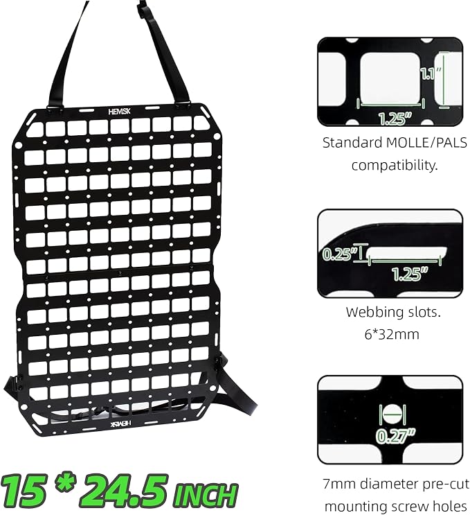 Metal Molle Panel for Vehicles & Trucks Seat Back – Premium 2mm Aluminum Alloy - Image 6