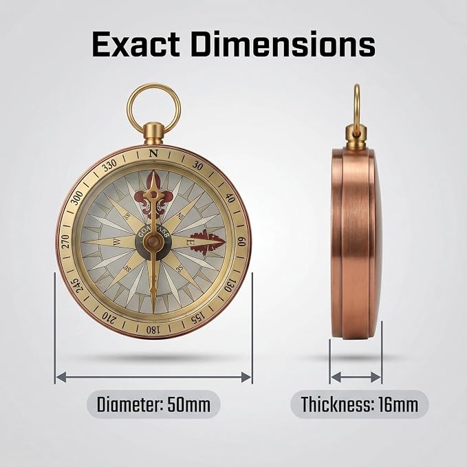 Pocket Compass, Antique Compass Pocket Watches, Copper Flip Cover Pockets Watch - Image 3