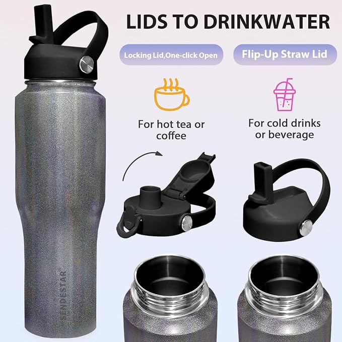SENDESTAR Water Bottle, Wide Mouth Stainless Steel Vacuum Insulated Double Wall - Image 5
