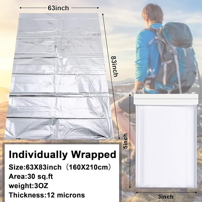 Chumia Emergency Thermal Blanket Bulk 83 x 63 Gigantic Foil Space Blanket - Image 3