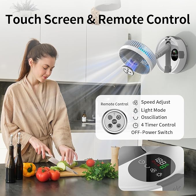 Socool 20000mAh 8" Portable Fan Battery Operated Fans, Oscillating Charging Fan - Image 5