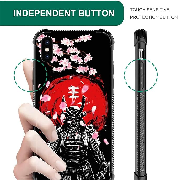 for iPhone Xs Max Case, Sakura Japanese Samurai Pattern Graphic Design Girl Boy - Image 6