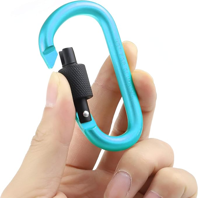 10 Pack Aluminum D Ring Key Rings Hiking Clips Locking Carabiner - Image 8
