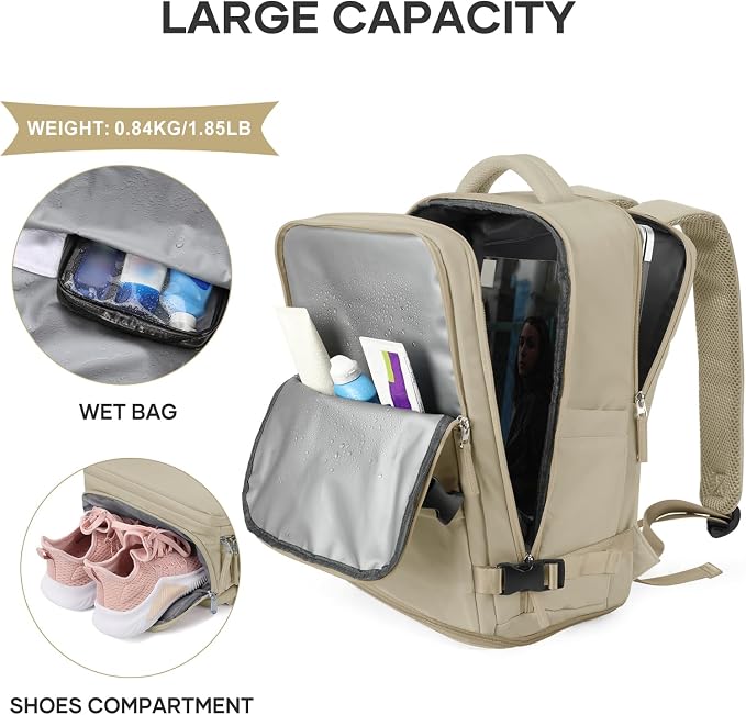 coowoz Large Travel Backpack For Women Men, Carry On Backpack Flight Approved - Image 7