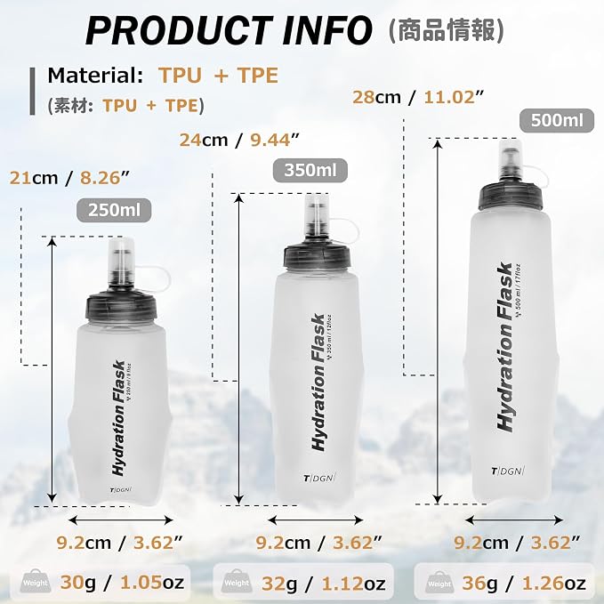 Azarxis TPU Soft Flask Collapsible Water Bottle Running Folding Gel Water - Image 2