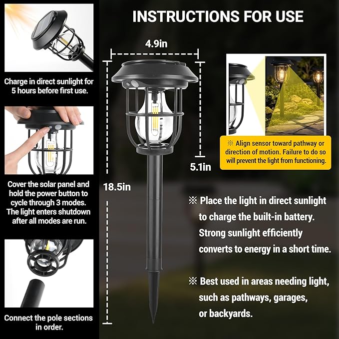 Solar Lights Outdoor, 6 Pack Waterproof LED Pathway Lights - Image 5